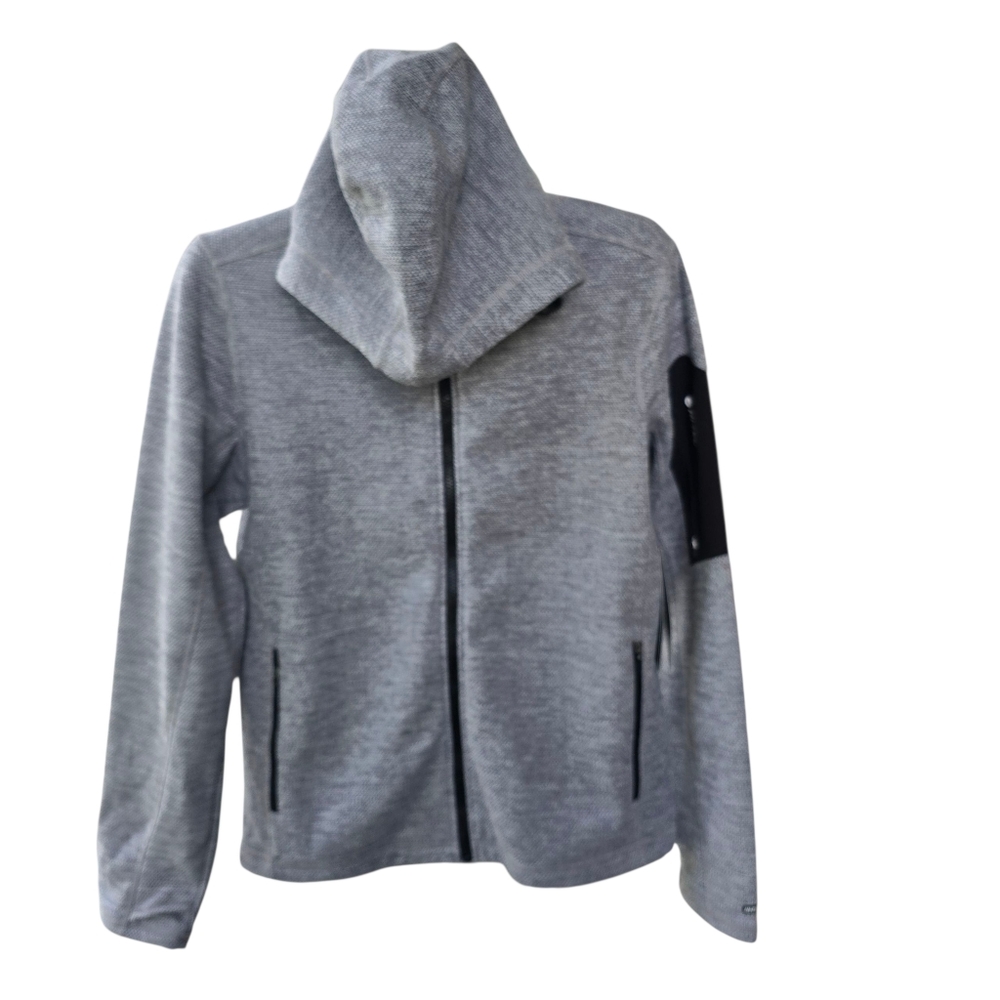 Hi-Tec Gray Fleece Full Zipper Hooded Jacket with Black Details Size S NWT